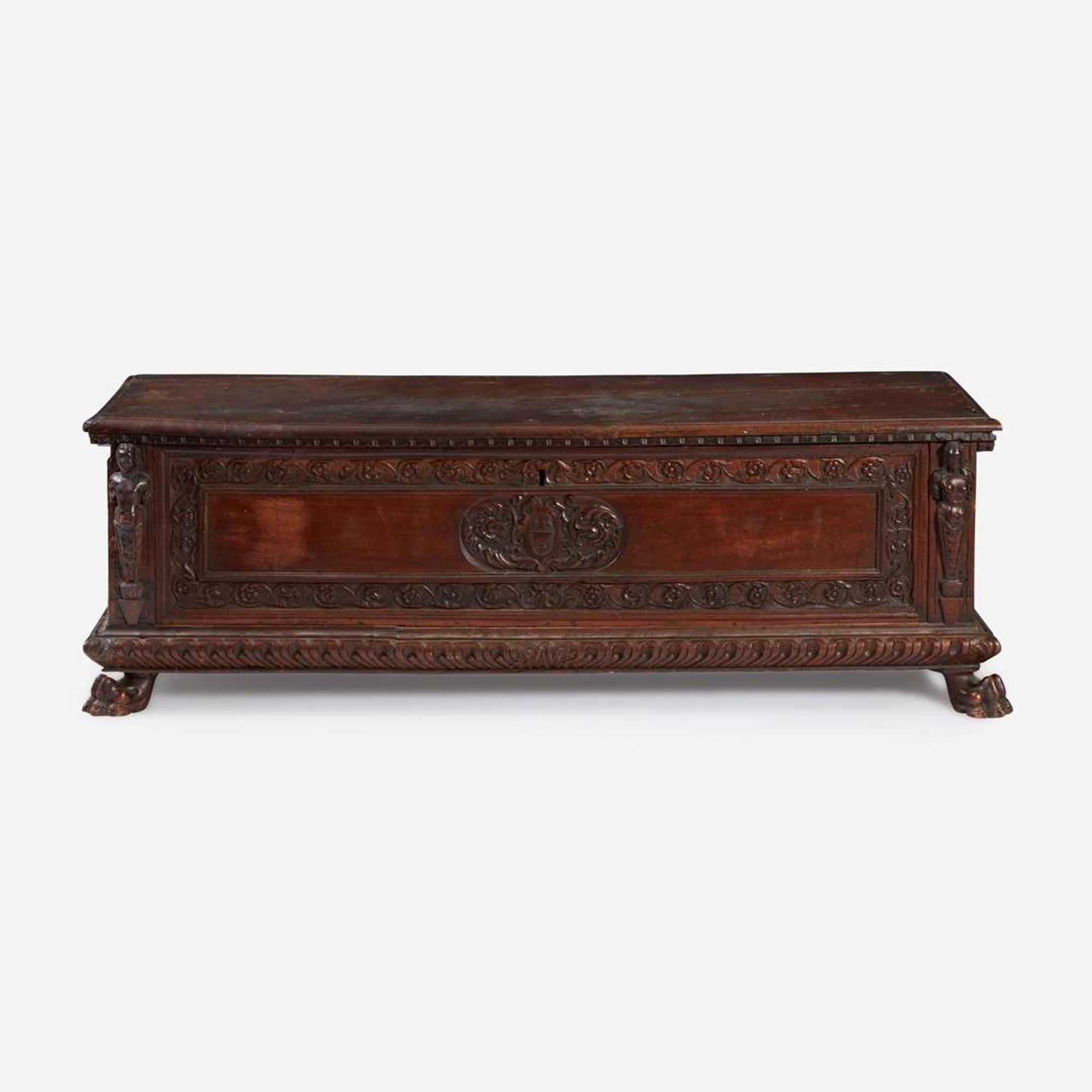 An Italian Baroque Carved Walnut Cassone 17th century