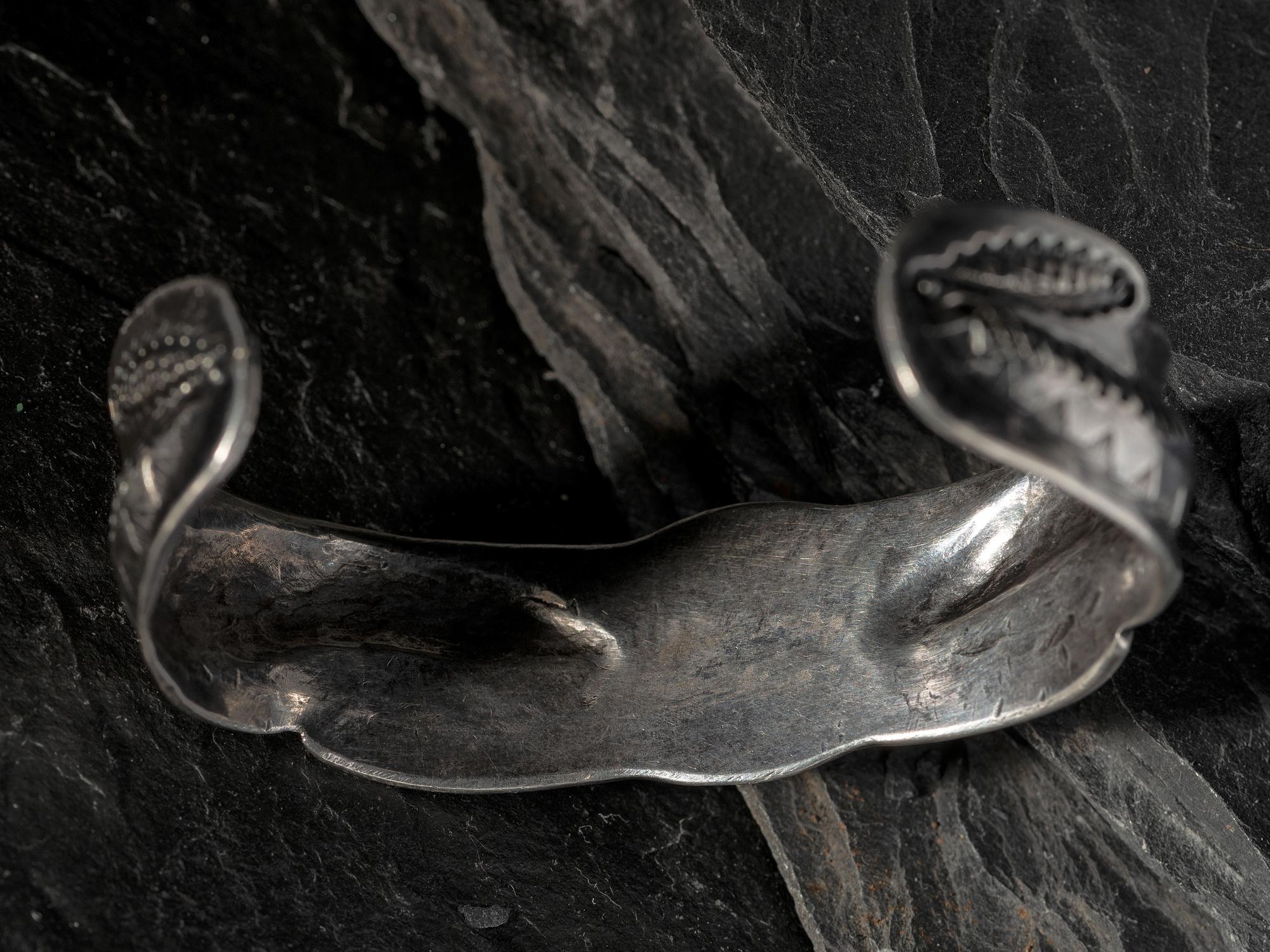 Navajo Ingot Silver and Turquoise Cuff Bracelet