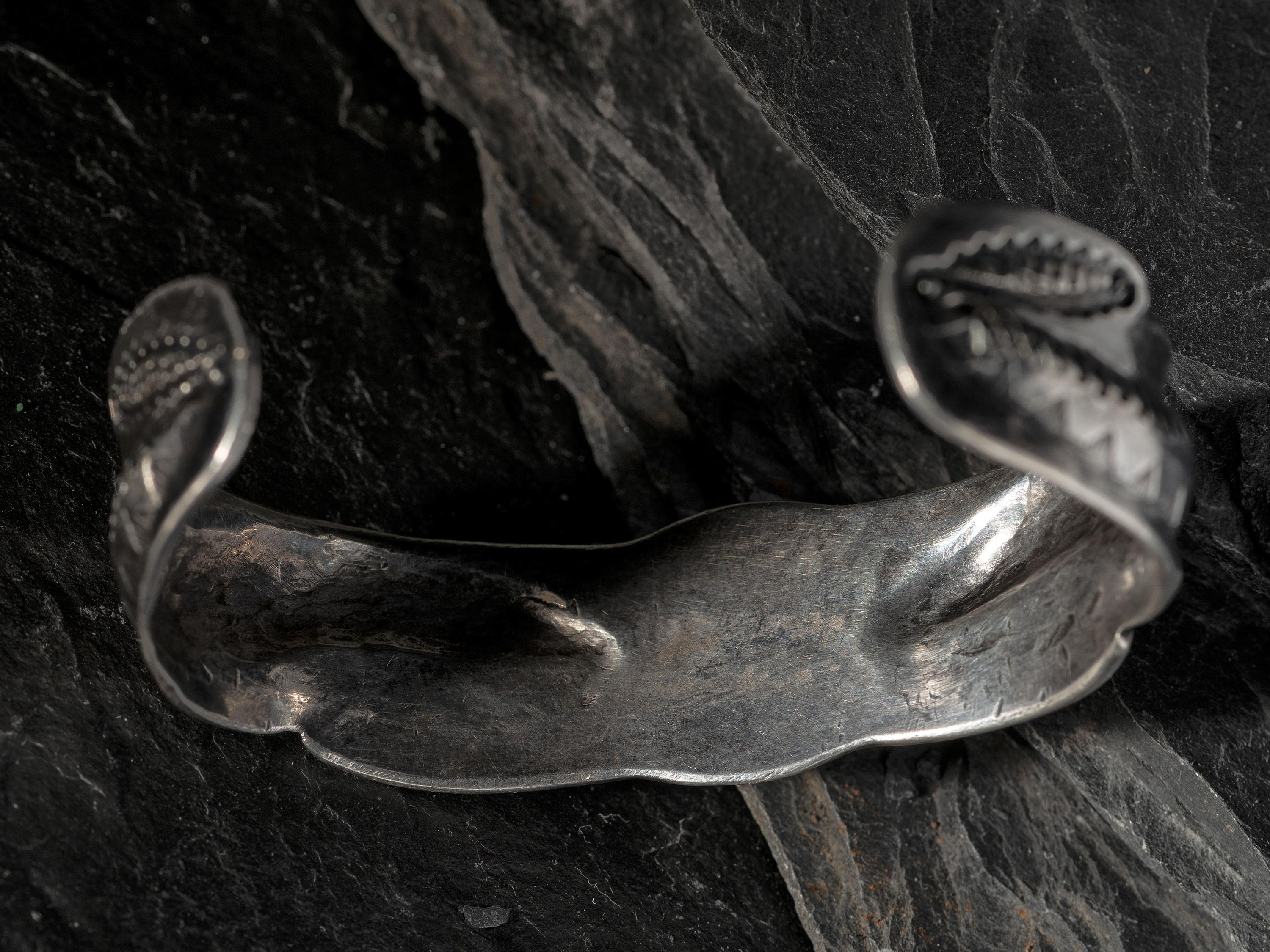 Navajo Ingot Silver and Turquoise Cuff Bracelet