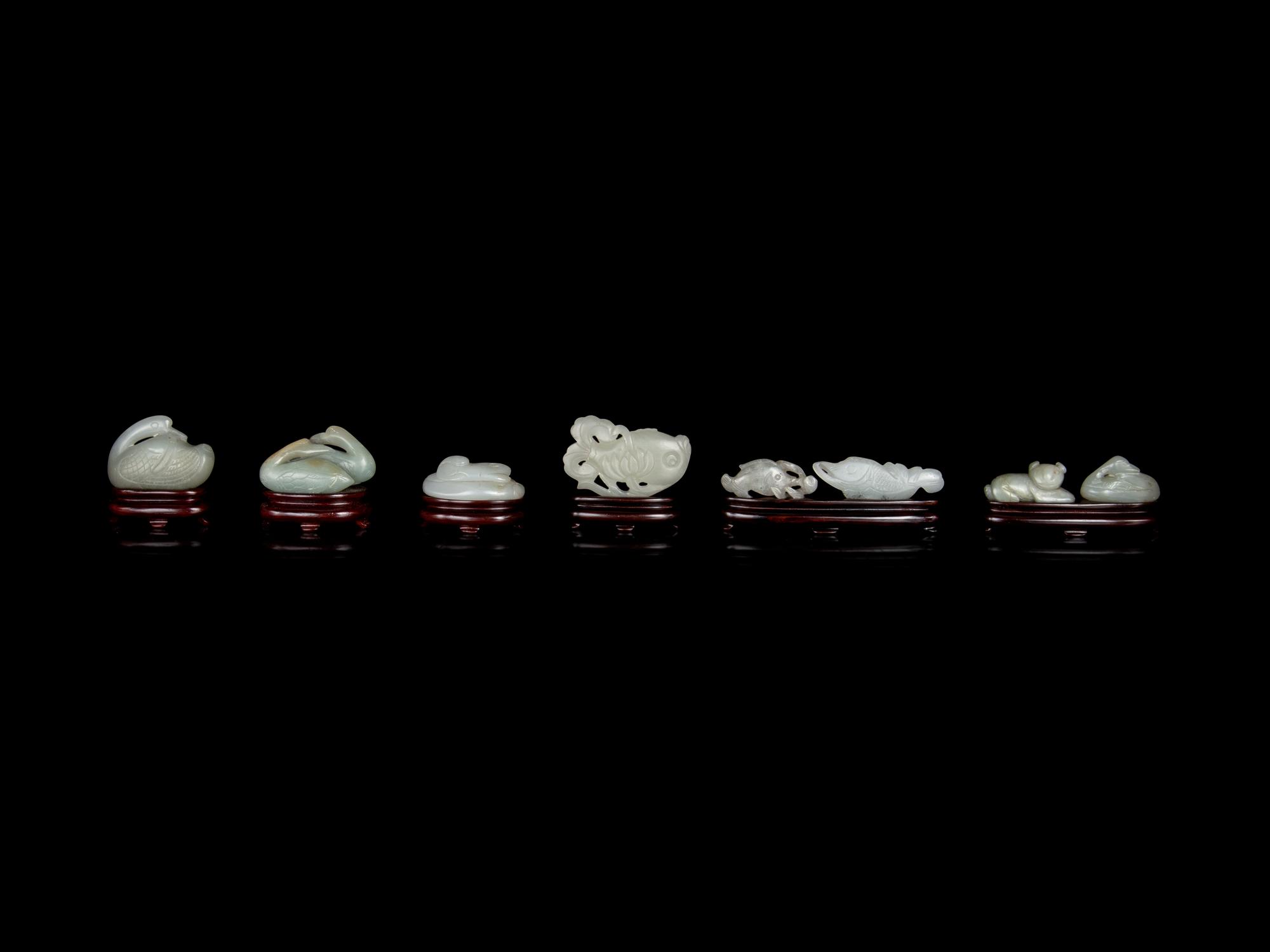 Eight Chinese Carved Jade Figures of Animals