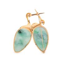 JADE AND YELLOW GOLD CRANE BROOCH
