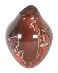 Sgraffito Black and Sienna Jar