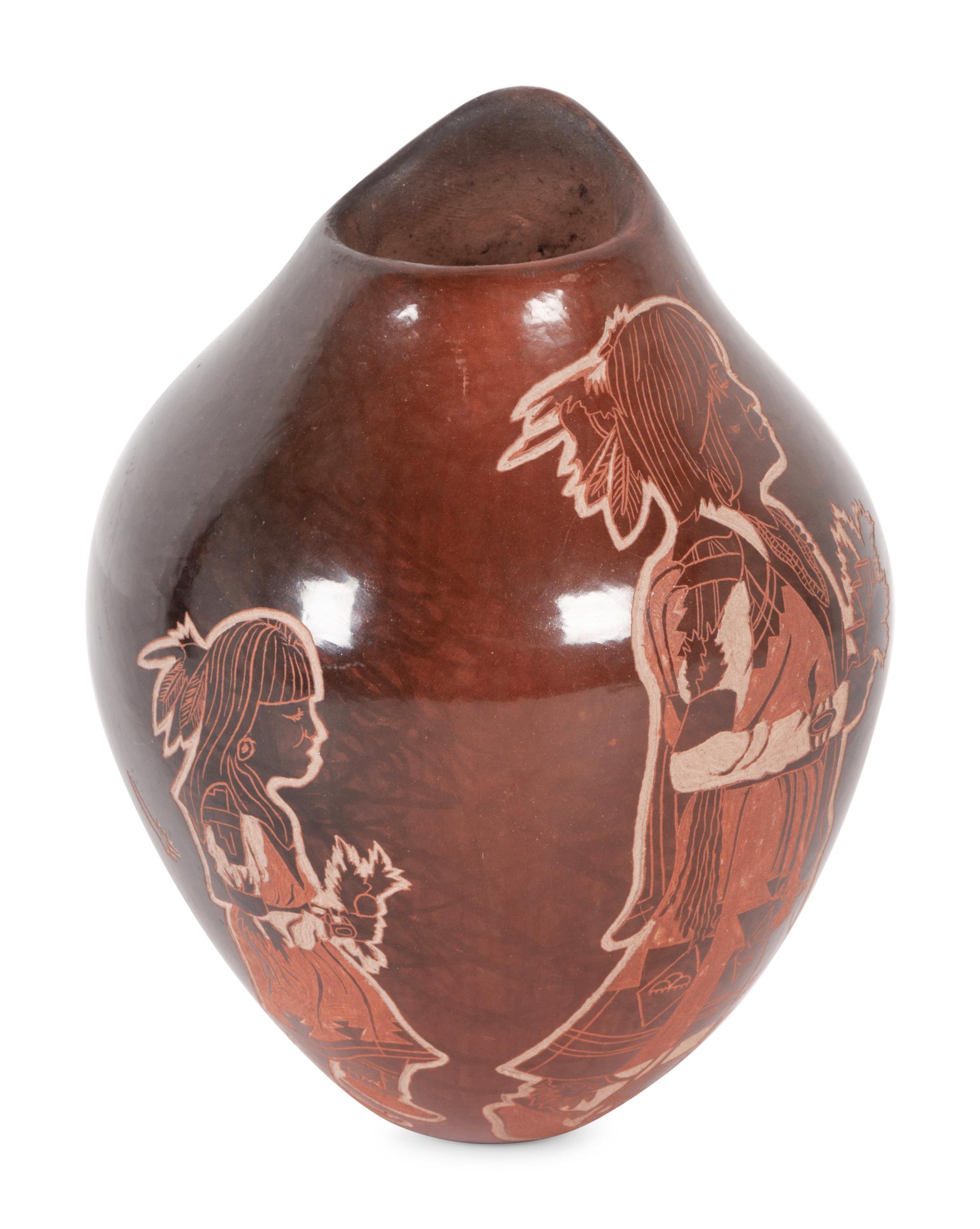 Sgraffito Black and Sienna Jar
