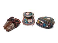 Haudenosaunee Beaded Purse, Moccasins, and Glengarry Cap