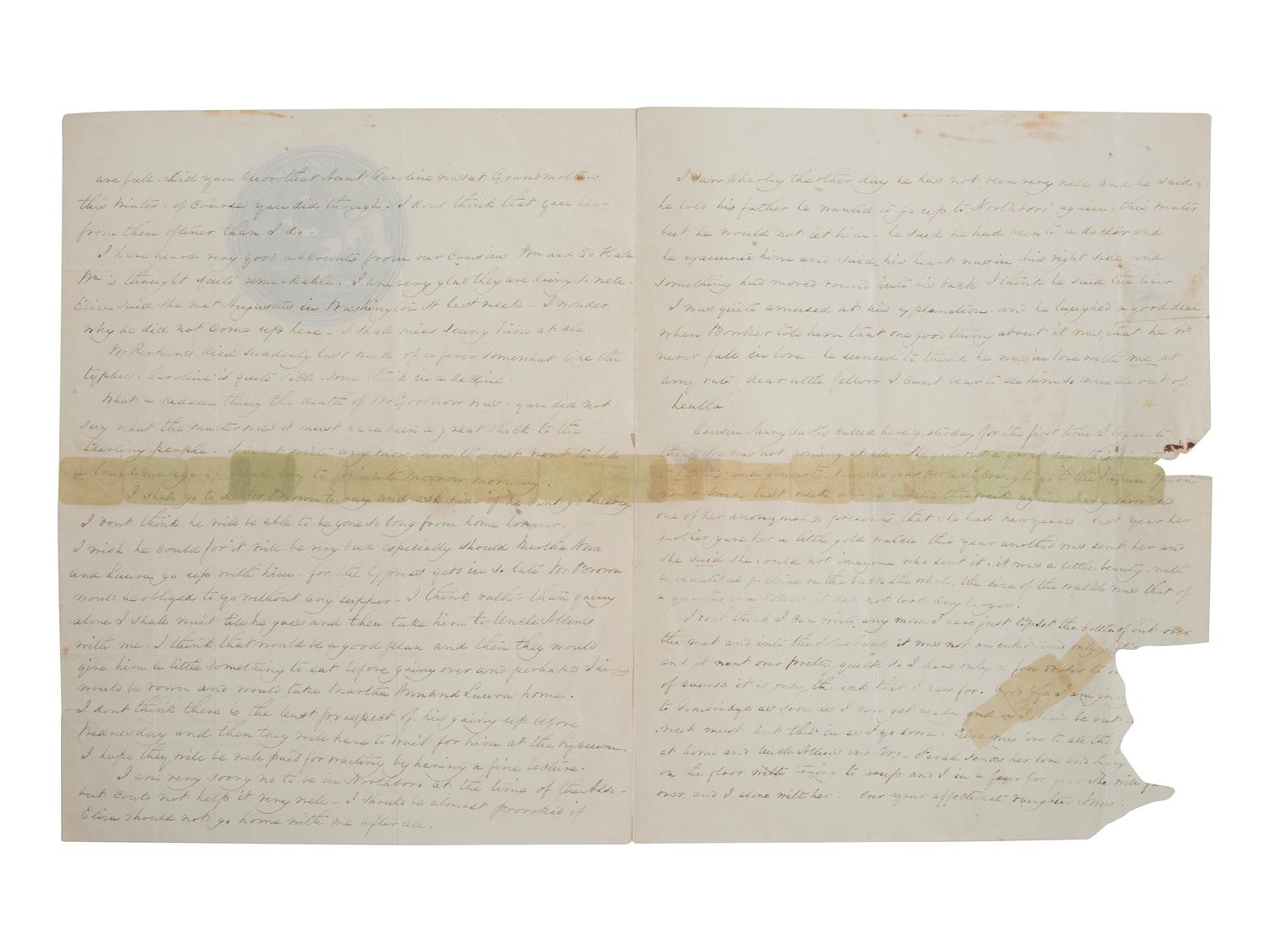 [SLAVERY & ABOLITION]. Abolitionist lettersheet with "Am I Not a Woman and a Sister? " engraved letterhead. Boston, 16 January 1848.