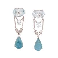 AQUAMARINE AND GEMSTONE EARCLIPS