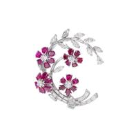 DIAMOND AND RUBY SPRAY BROOCH
