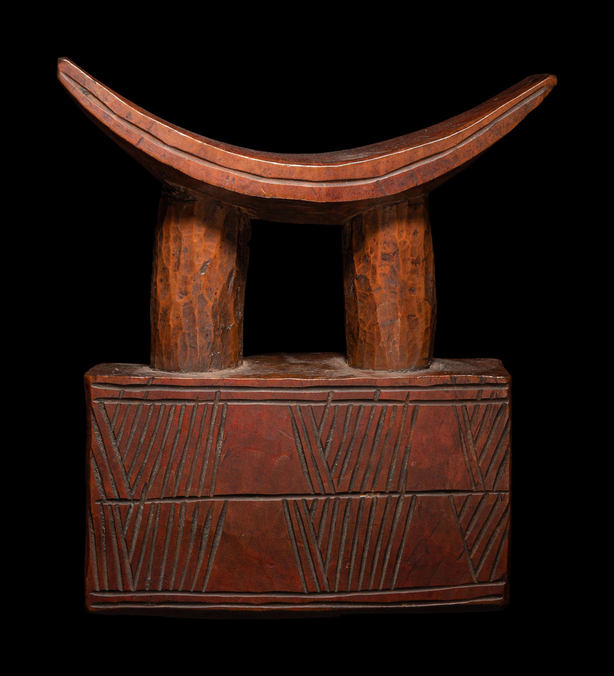 Three African Wood Headrests