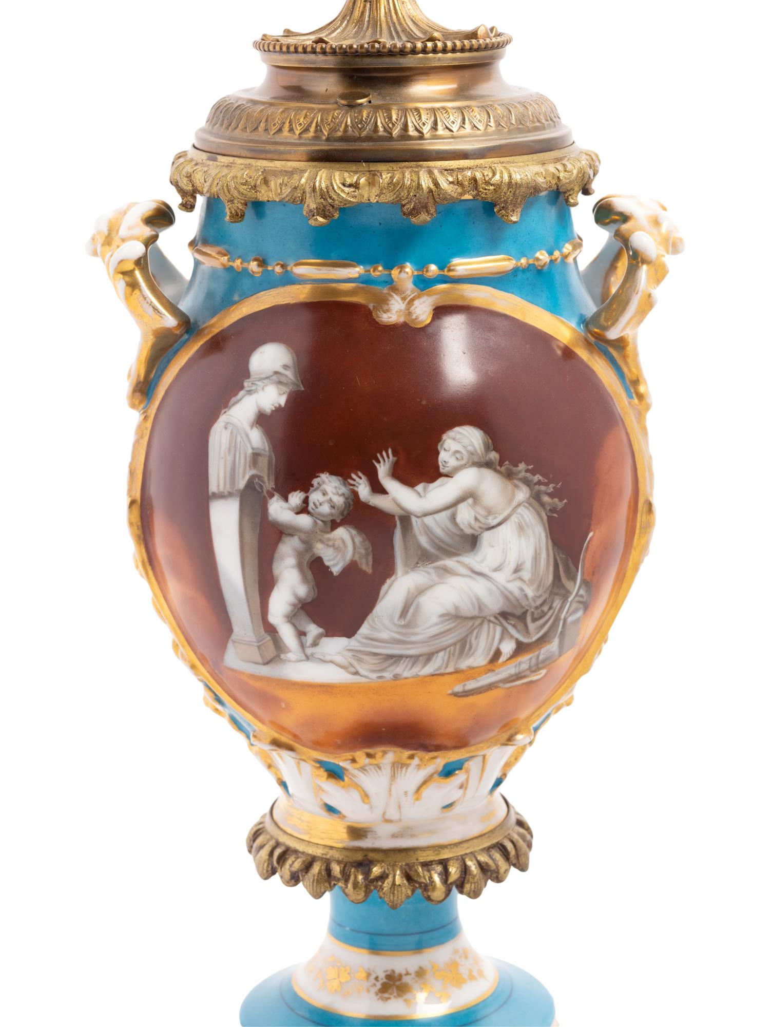 A Continental Gilt Bronze Mounted Porcelain Lamp