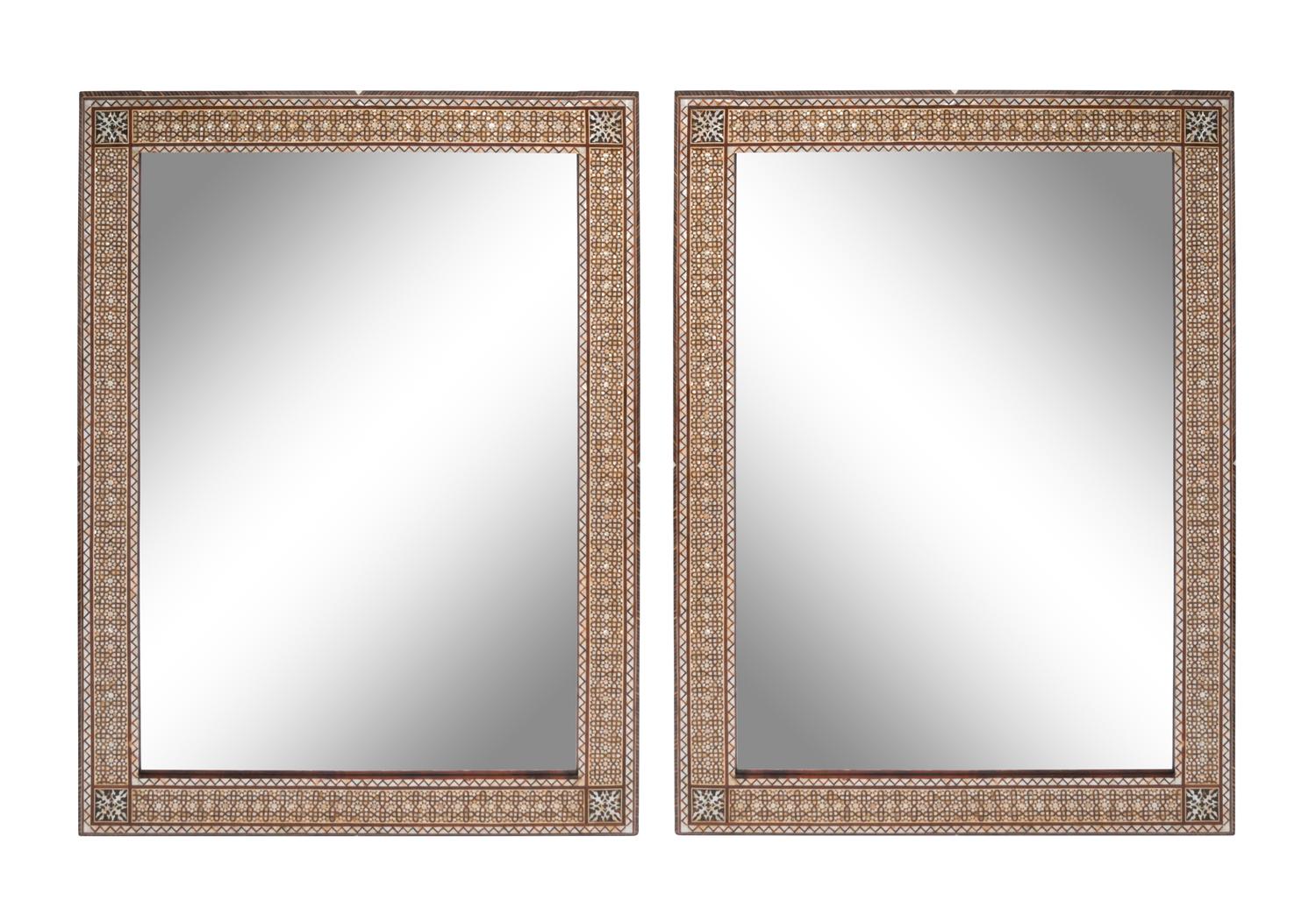 A Pair of Mother-of-Pearl and Tortoiseshell Marquetry Mirrors