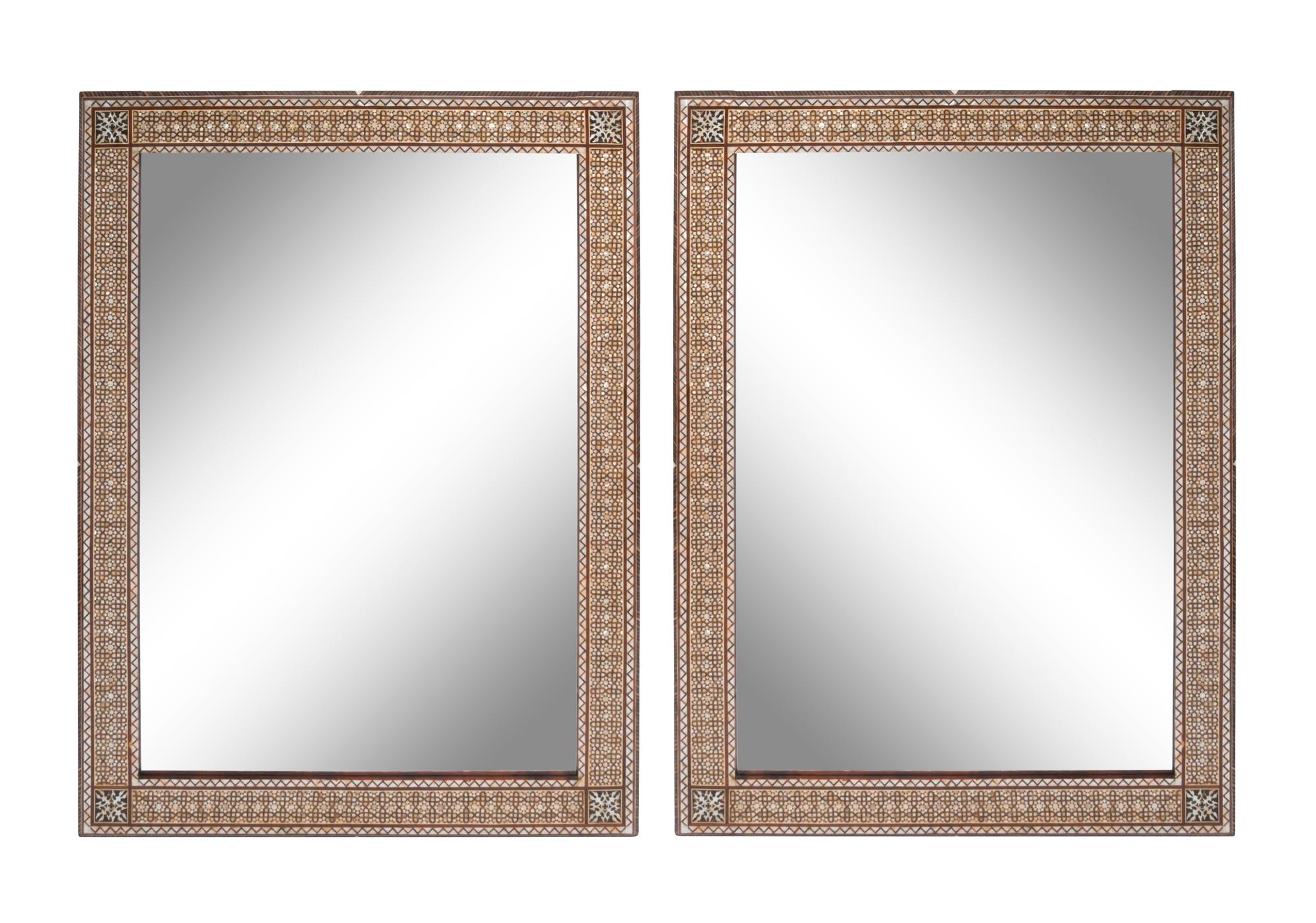 A Pair of Mother-of-Pearl and Tortoiseshell Marquetry Mirrors