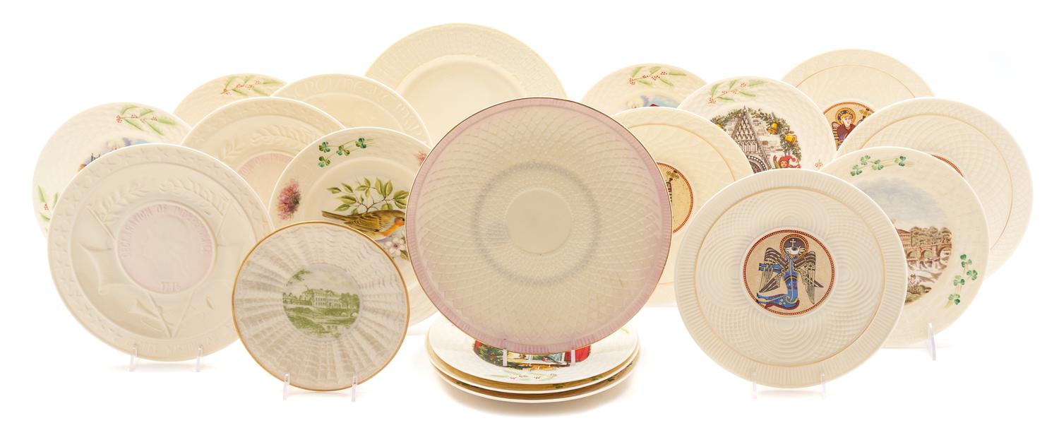 Nineteen Belleek Plates Diameter of largest 10 1/2 inches. — SECOND BLACK MARK THROUGH EIGHTH BLUE MARK (1891-1997)