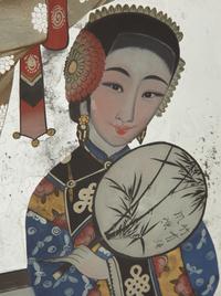 A Pair of Chinese Reverse Paintings on Mirrored Glass