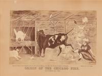 [Chicago Fire]. Crosby, L.V.H., artist. Origin of the Chicago Fire. October 9th, 1871. Washington: H.M. Kinsley, 1871.