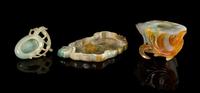 Three Jadeite Articles Length of largest 5 1/4 inches.