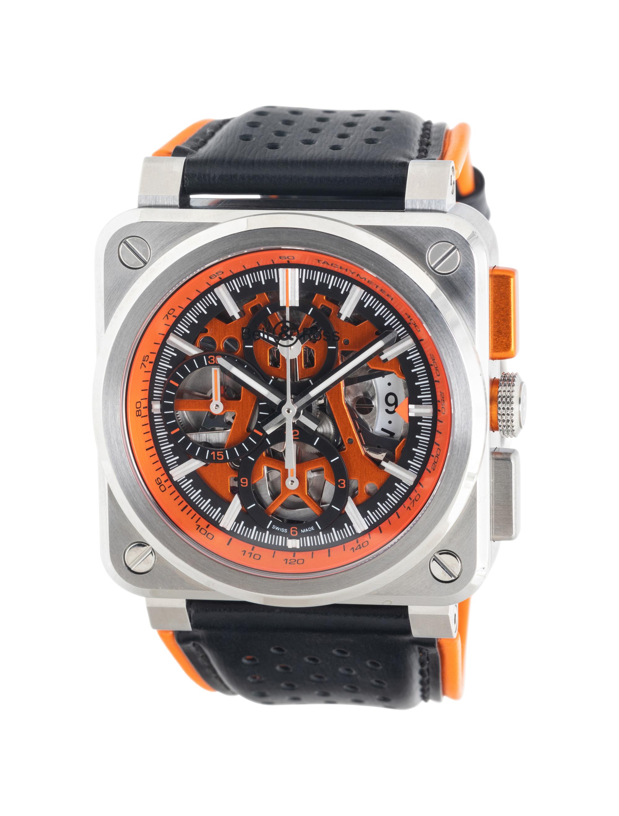 BELL & ROSS, STAINLESS STEEL 'BR-03-94 AERO GT ORANGE' CHRONOGRAPH WATCH
