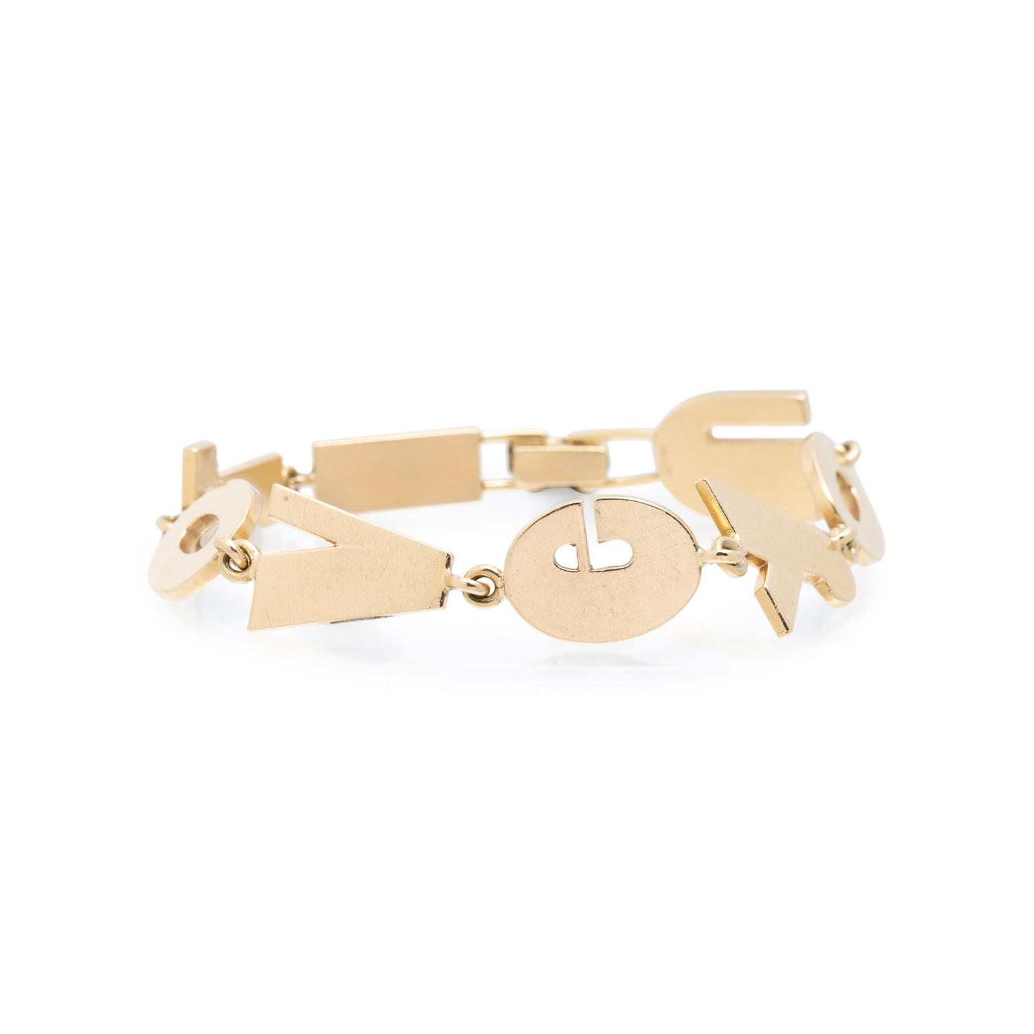 YELLOW GOLD 'I LOVE YOU' BRACELET