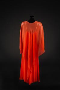 Dress and Poncho, 1970s. Dress designed by Edith Head and made by Western Costume Company in Los Angeles. — Worn by Dame Olivia de Havilland.
