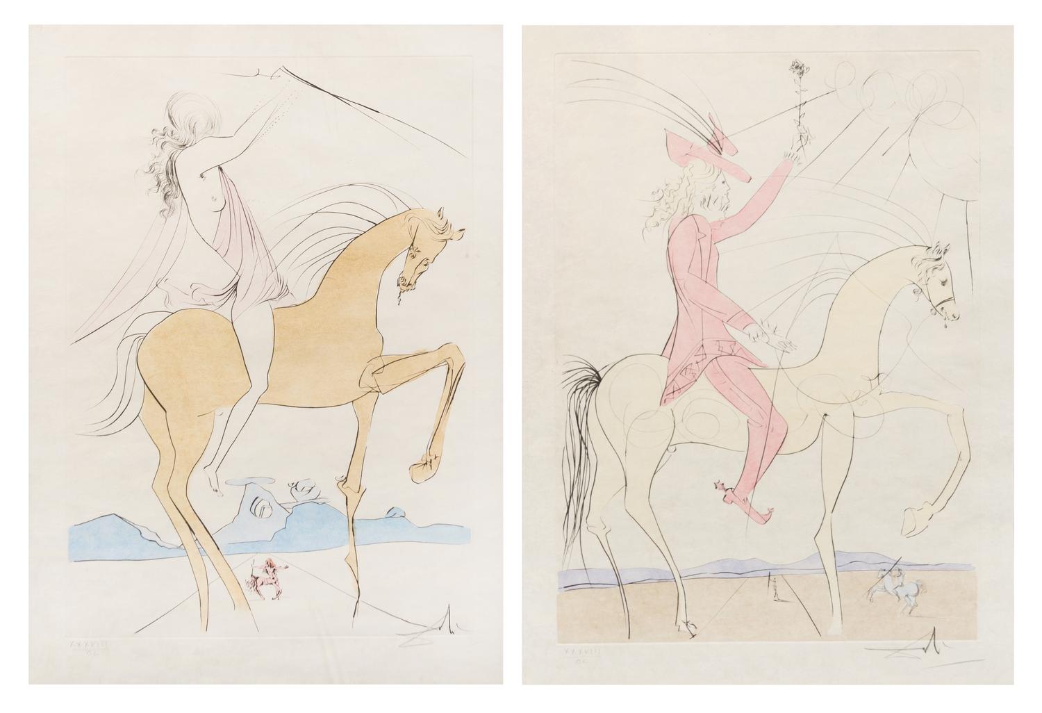 Salvador Dali, (Spanish, 1904-1989), Amazone and Cavalier a la rose, 1973