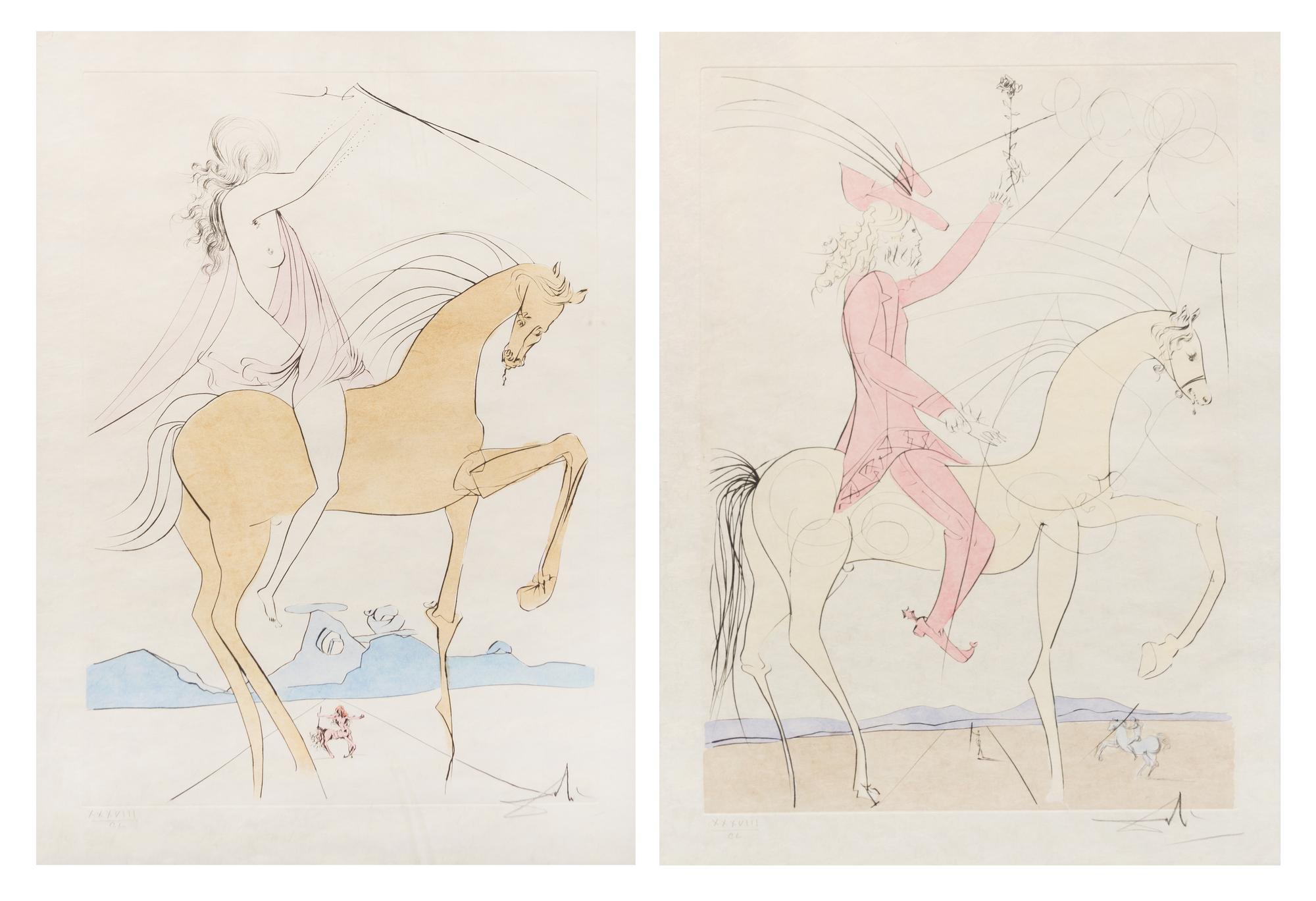 Salvador Dali, (Spanish, 1904-1989), Amazone and Cavalier a la rose, 1973