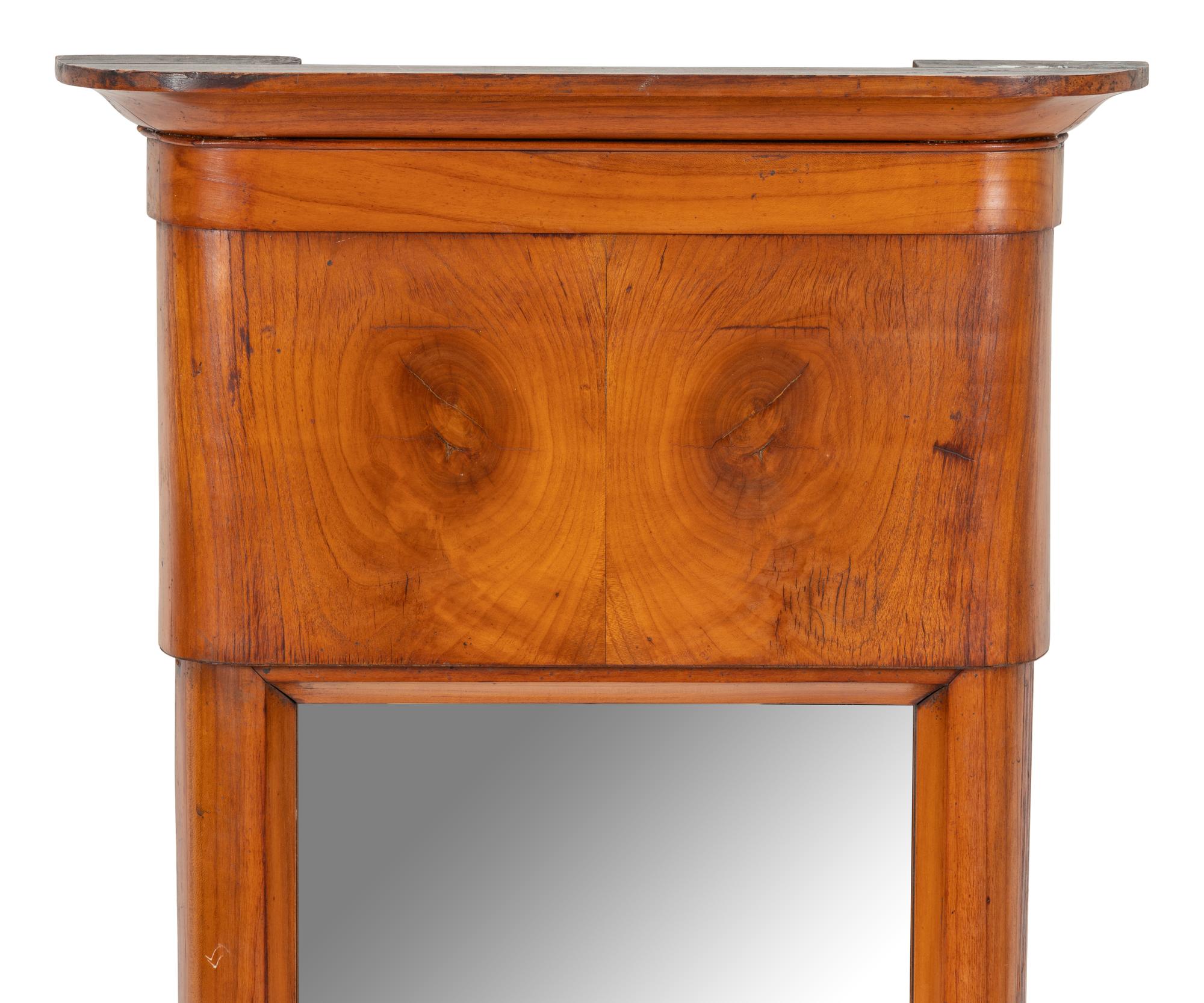 A Biedermeier Walnut Mirror