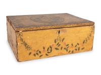 A Yellow Decoupage and Painted Schoolgirl's Box