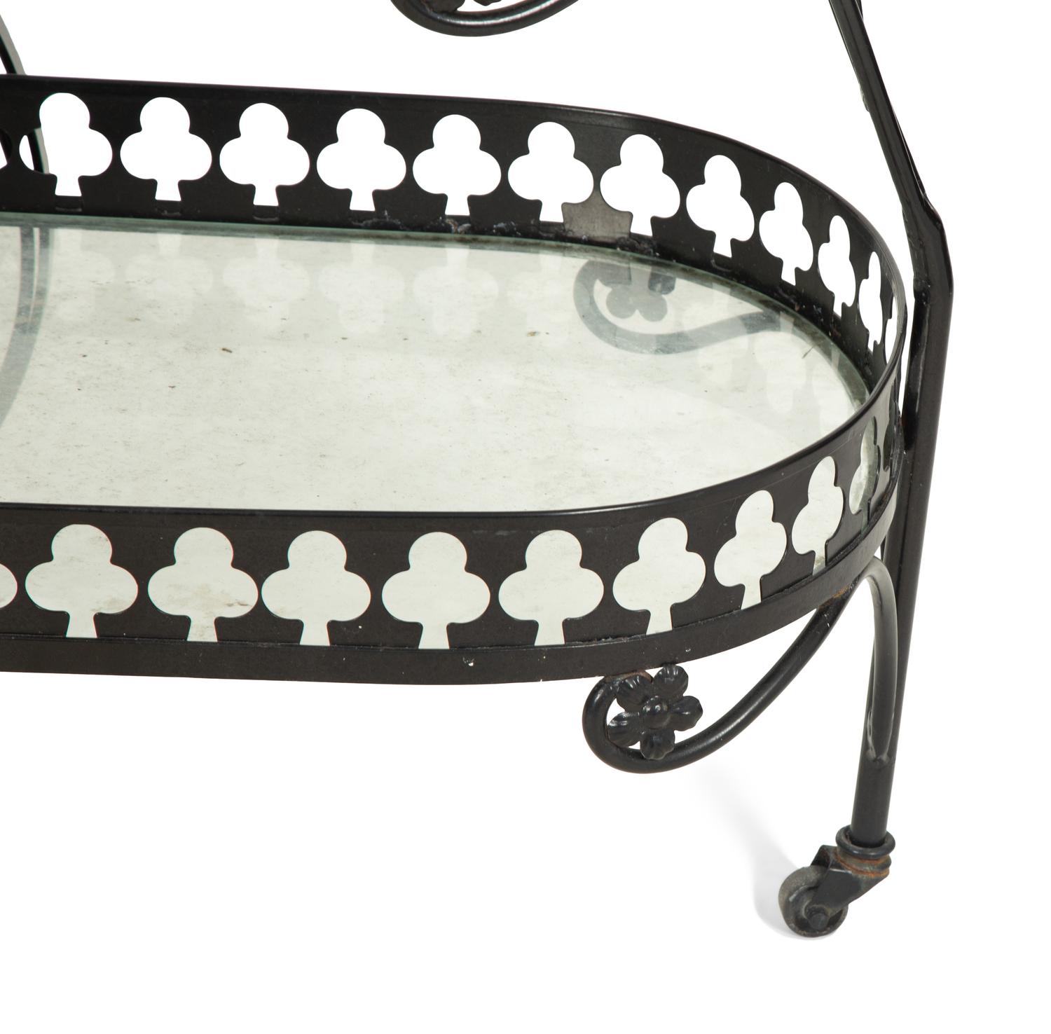 A Salterini Palm Springs Pattern Iron Bar Cart