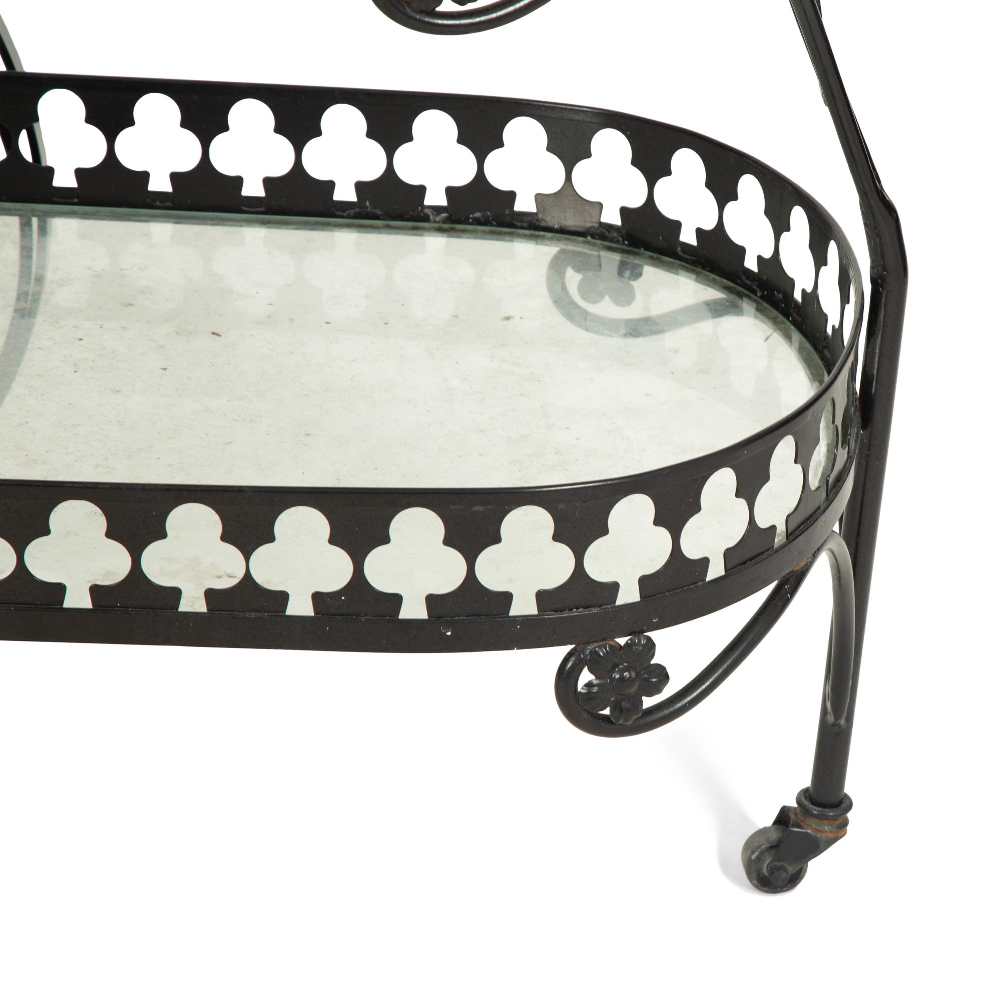 A Salterini Palm Springs Pattern Iron Bar Cart