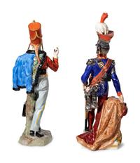 A Pair of Dresden Porcelain Figures of Soldiers