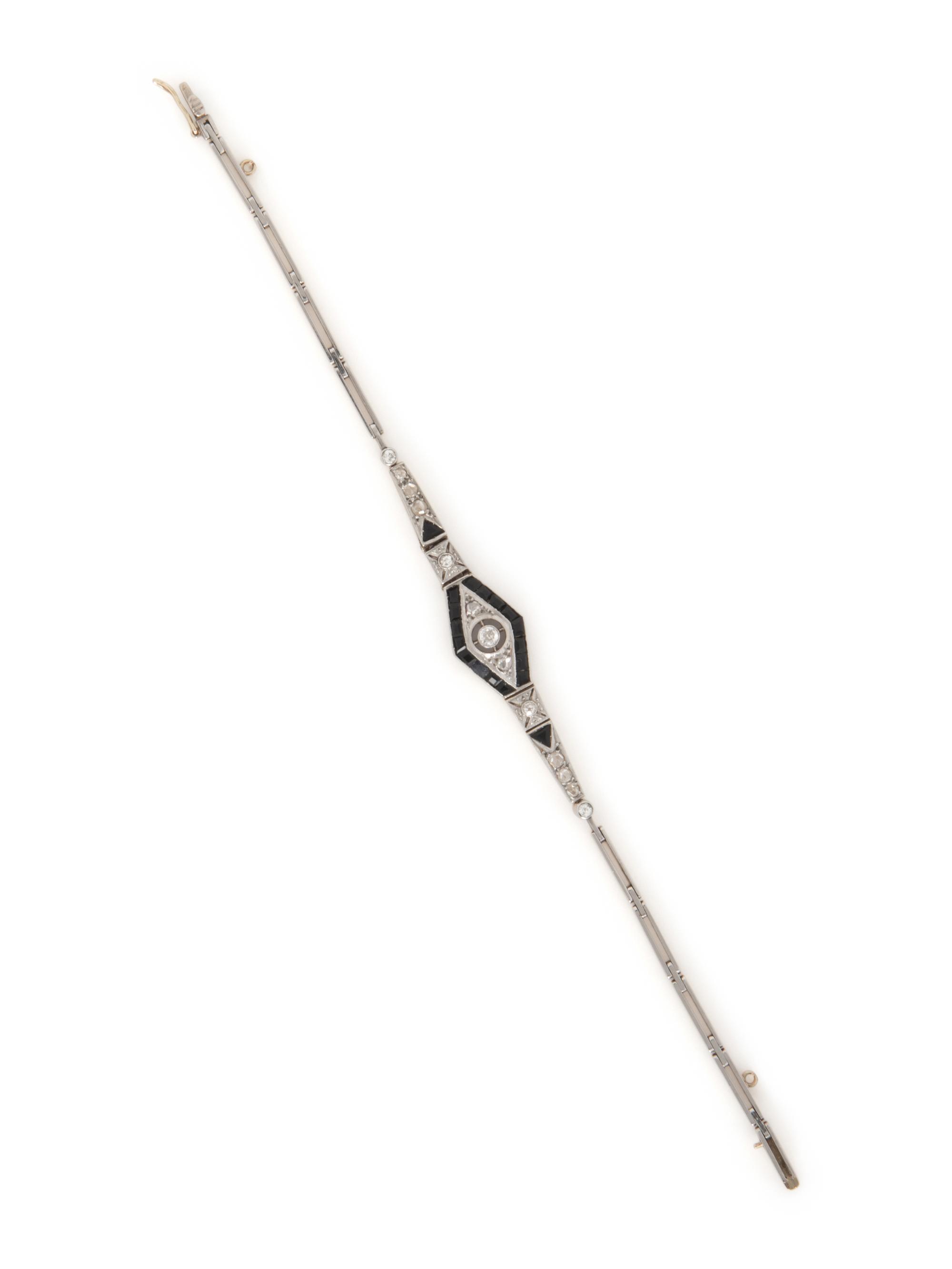 FRENCH, DIAMOND AND ONYX BRACELET