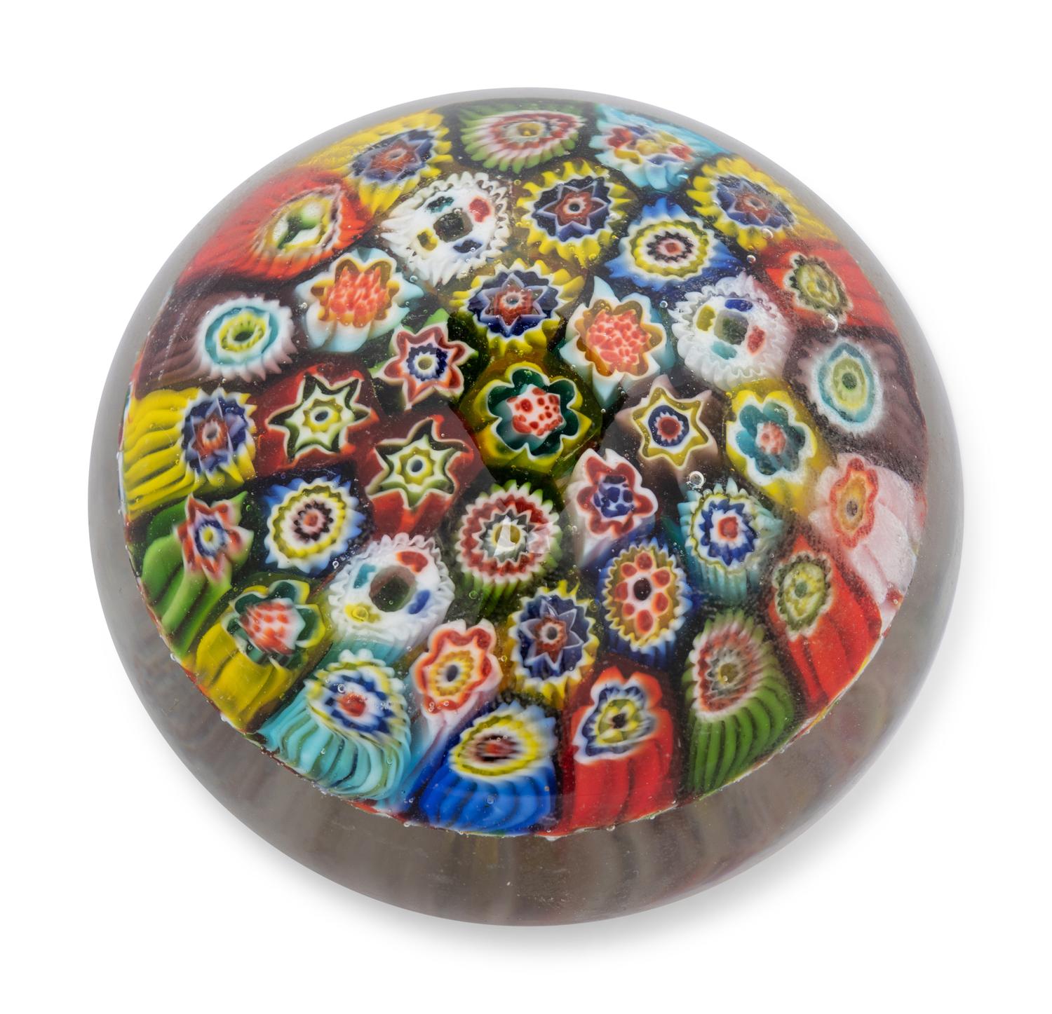 A Group of Five Millefiori Glass Paperweights