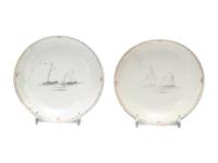 A Chinese Export Porcelain Nine-Piece Grisaille Tea Service