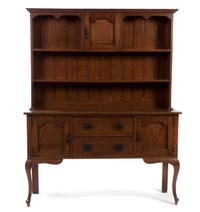 An Oak Welsh Style Cupboard, 75 3/4 x width 59 3/4 x depth 18 inches.