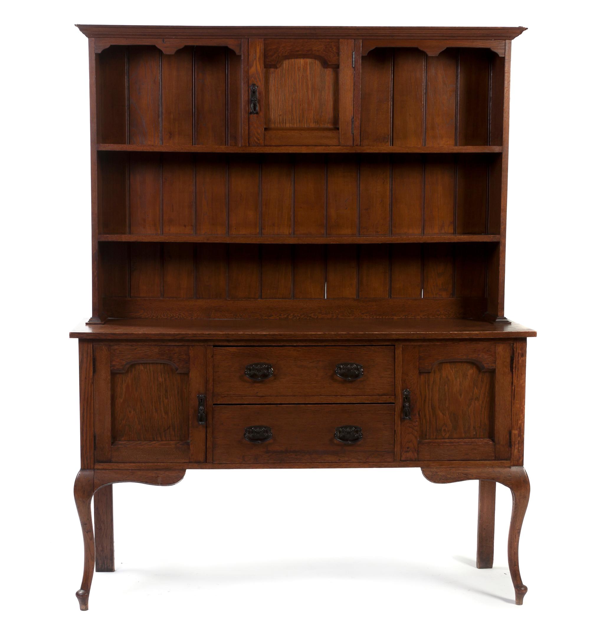 An Oak Welsh Style Cupboard, 75 3/4 x width 59 3/4 x depth 18 inches.