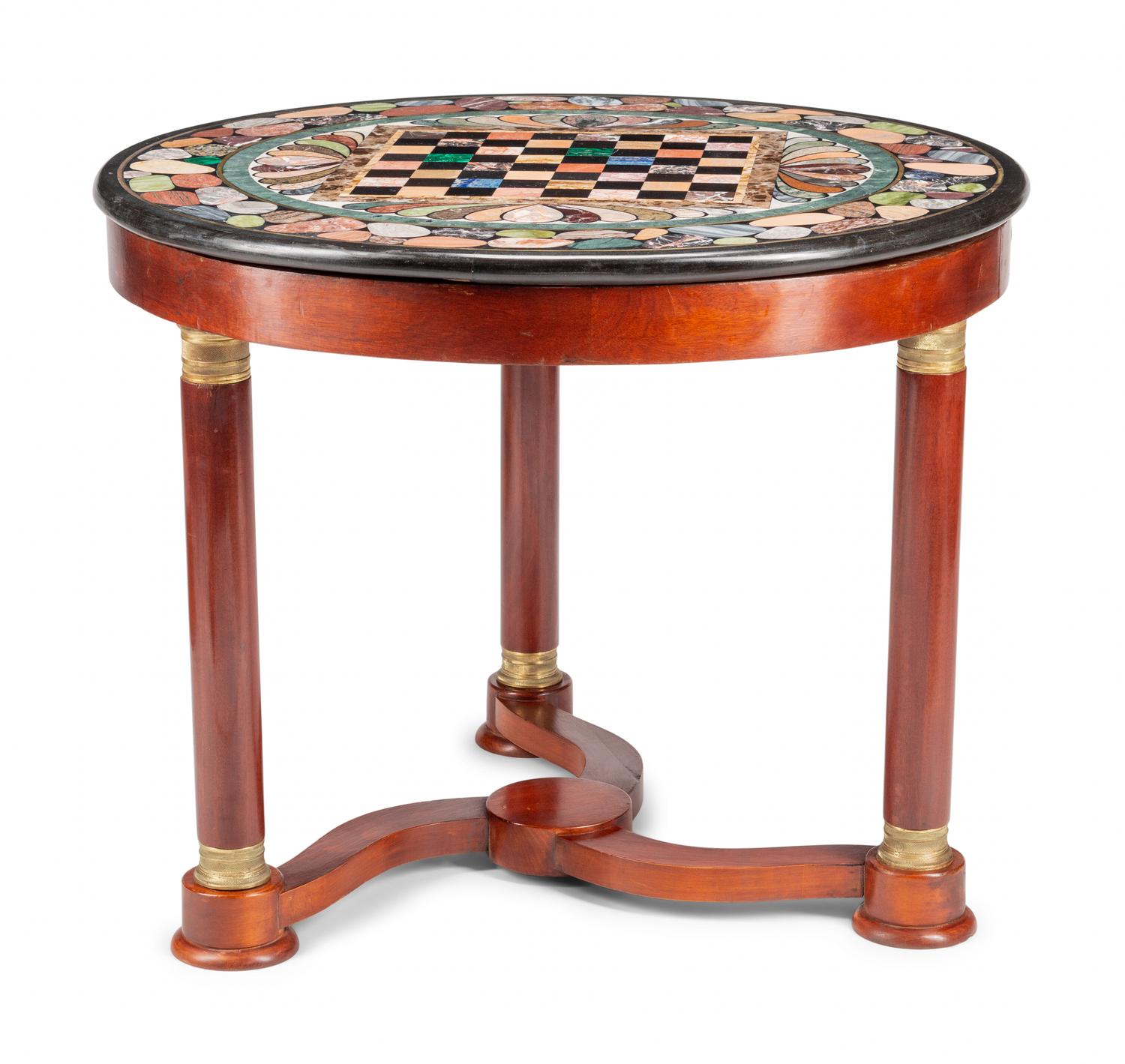 An Empire Style Mahogany and Specimen Marble-Top Center Table