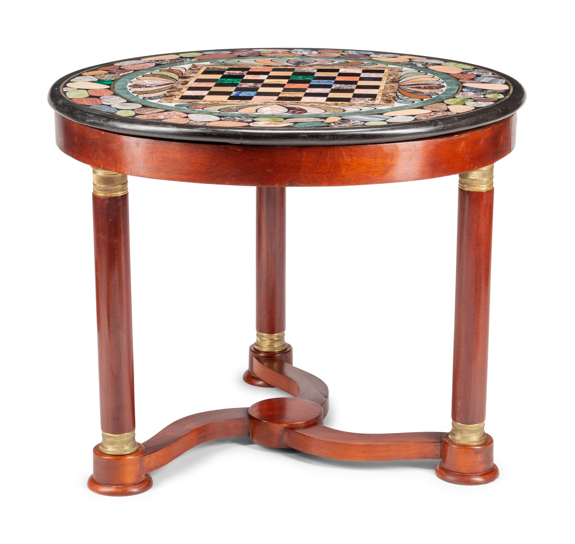 An Empire Style Mahogany and Specimen Marble-Top Center Table