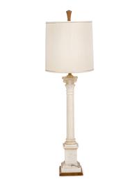 A Carved Marble Columnar Lamp