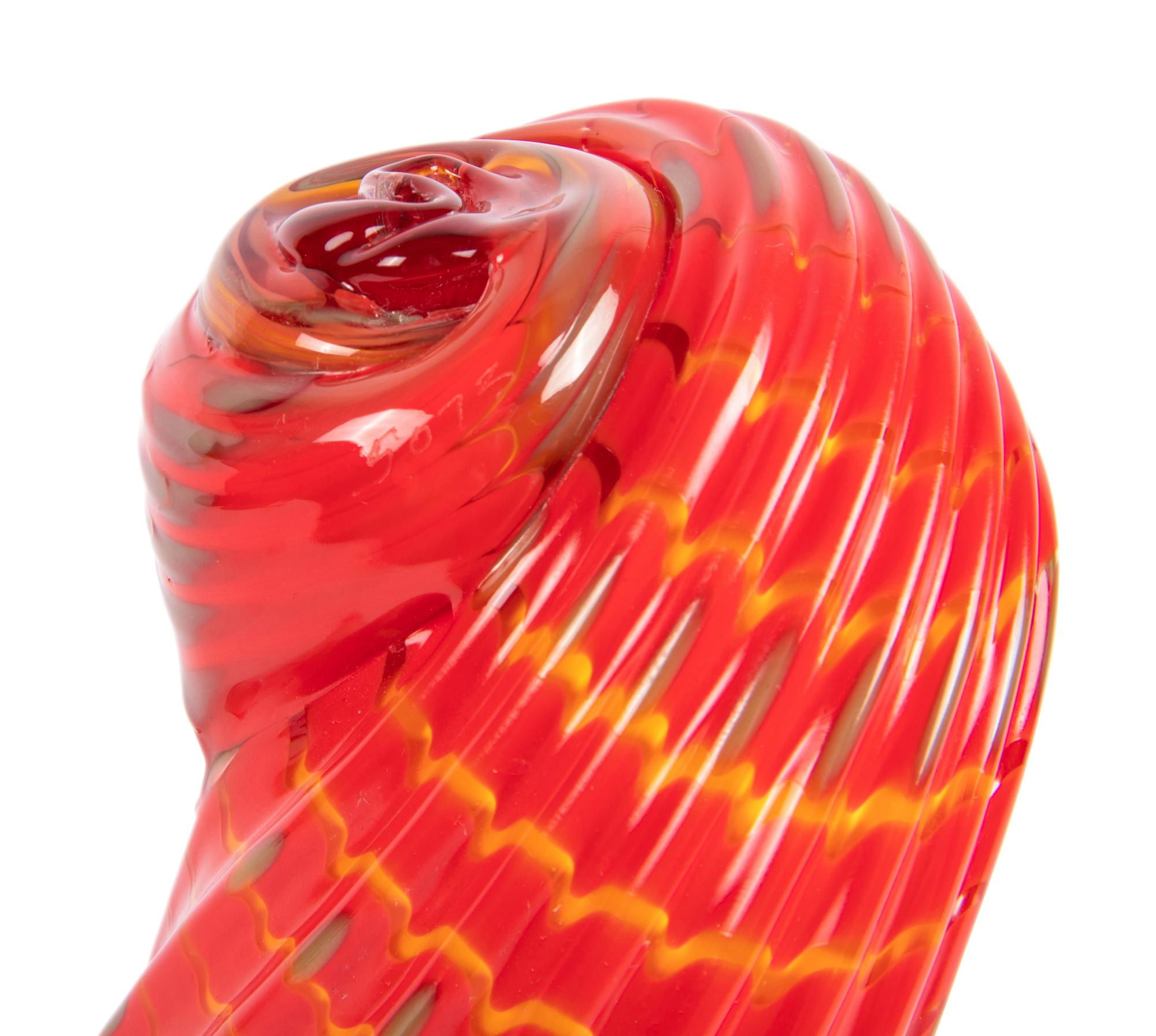 A Red and Yellow Persian Art Glass Vase in the Manner of Chihuly
