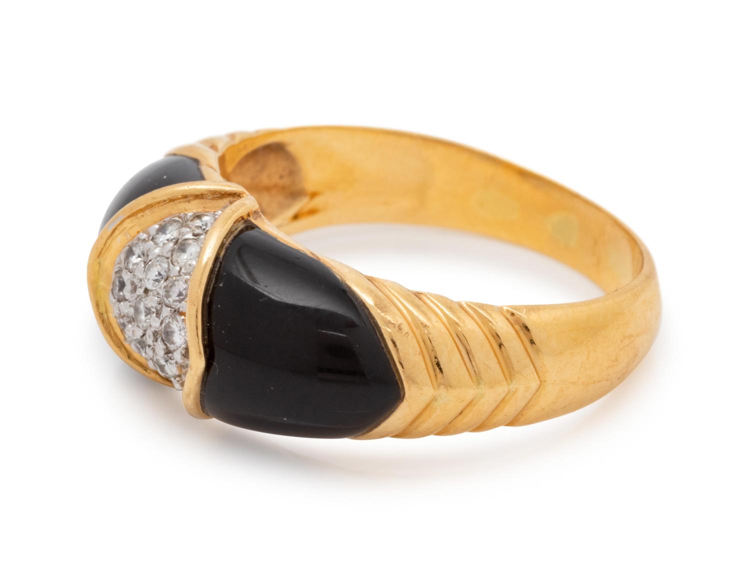 An 18 Karat Yellow Gold, Diamond and Enamel Ring,