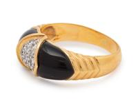 An 18 Karat Yellow Gold, Diamond and Enamel Ring,