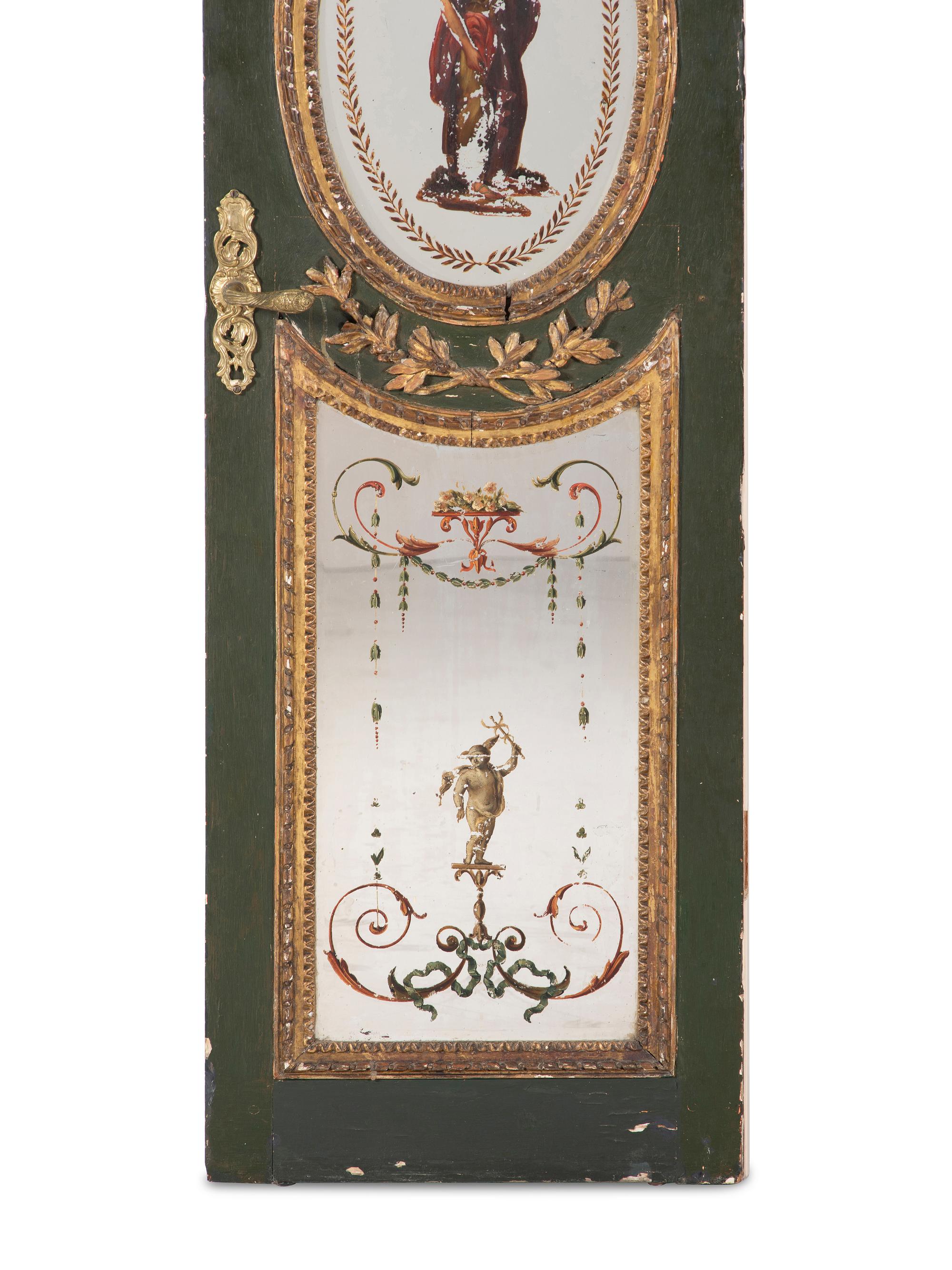 A Pair of Venetian Reverse-Painted Glass Doors