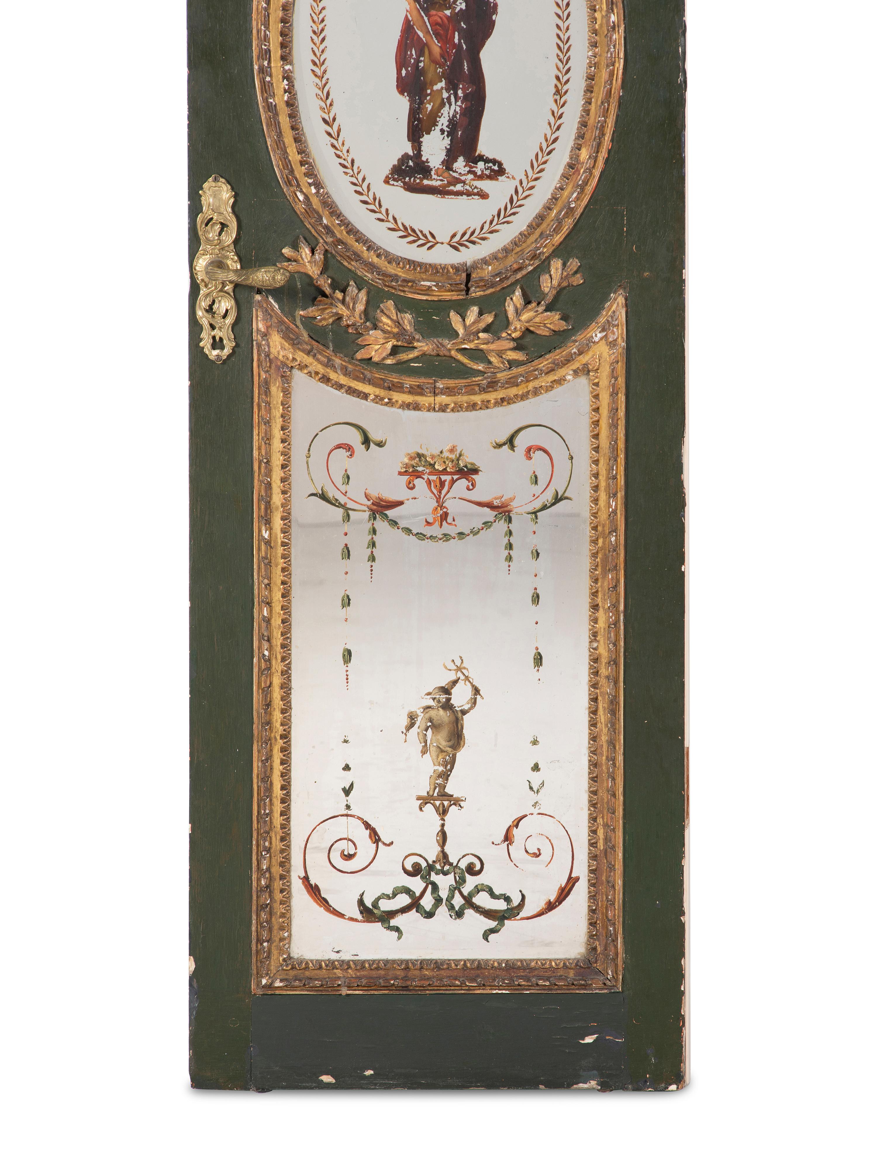 A Pair of Venetian Reverse-Painted Glass Doors