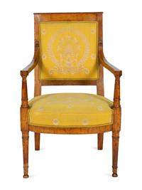 An Empire Walnut Fauteuil