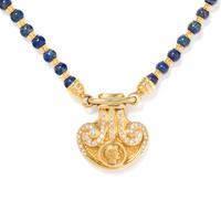 MARAMENOS & PATERAS, YELLOW GOLD, DIAMOND AND LAPIS LAZULI NECKLACE