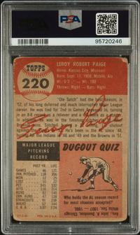 A 1953 Topps Satchel Paige Baseball Card No. 220 (PSA 1.5)