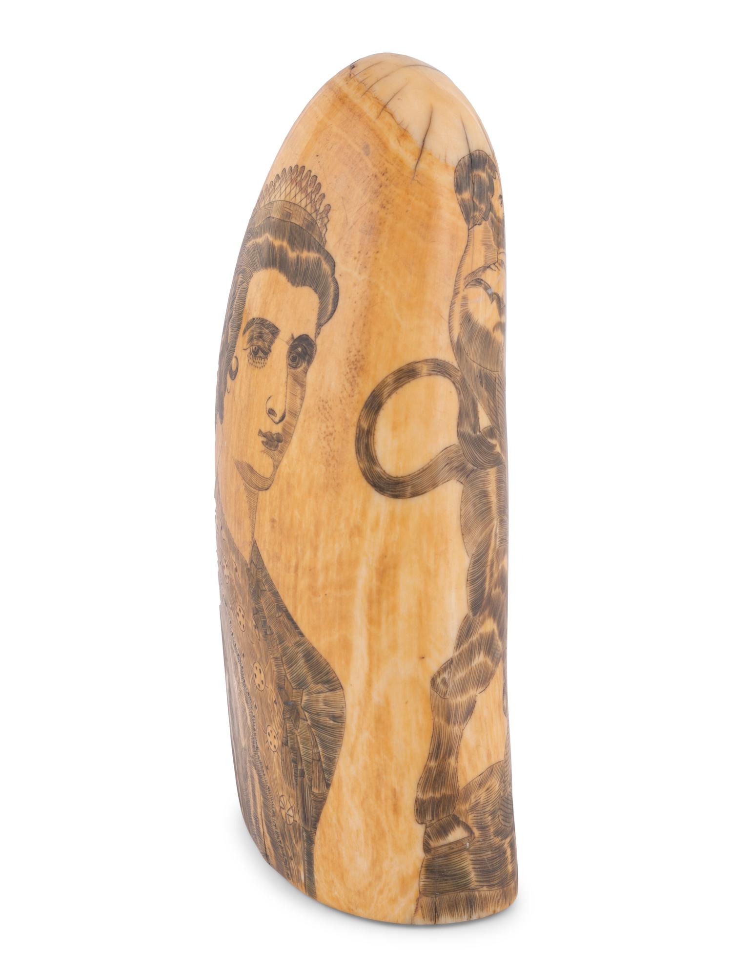 A Scrimshaw Tooth Depicting Hercules and the Cretan Bull
