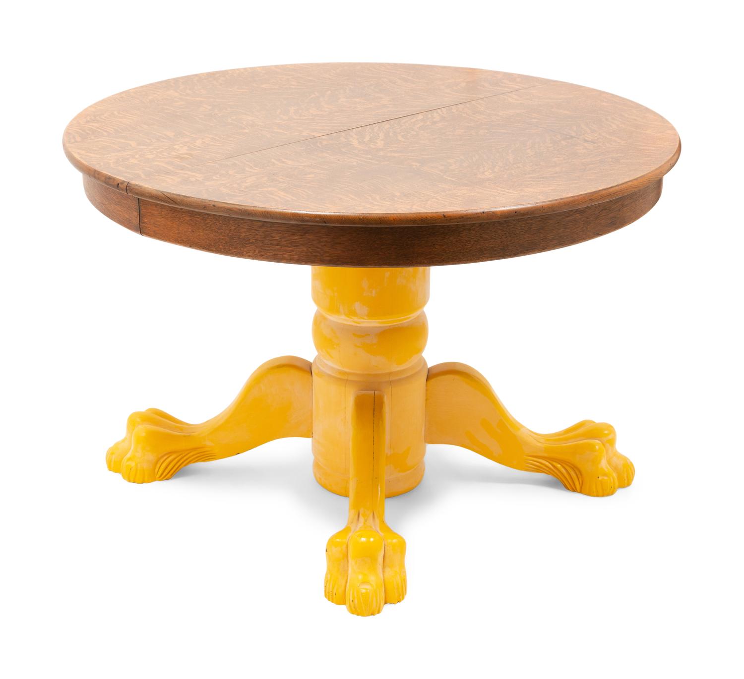 A Stickley Style Yellow Painted Quarter-Sawn Oak Dining Table