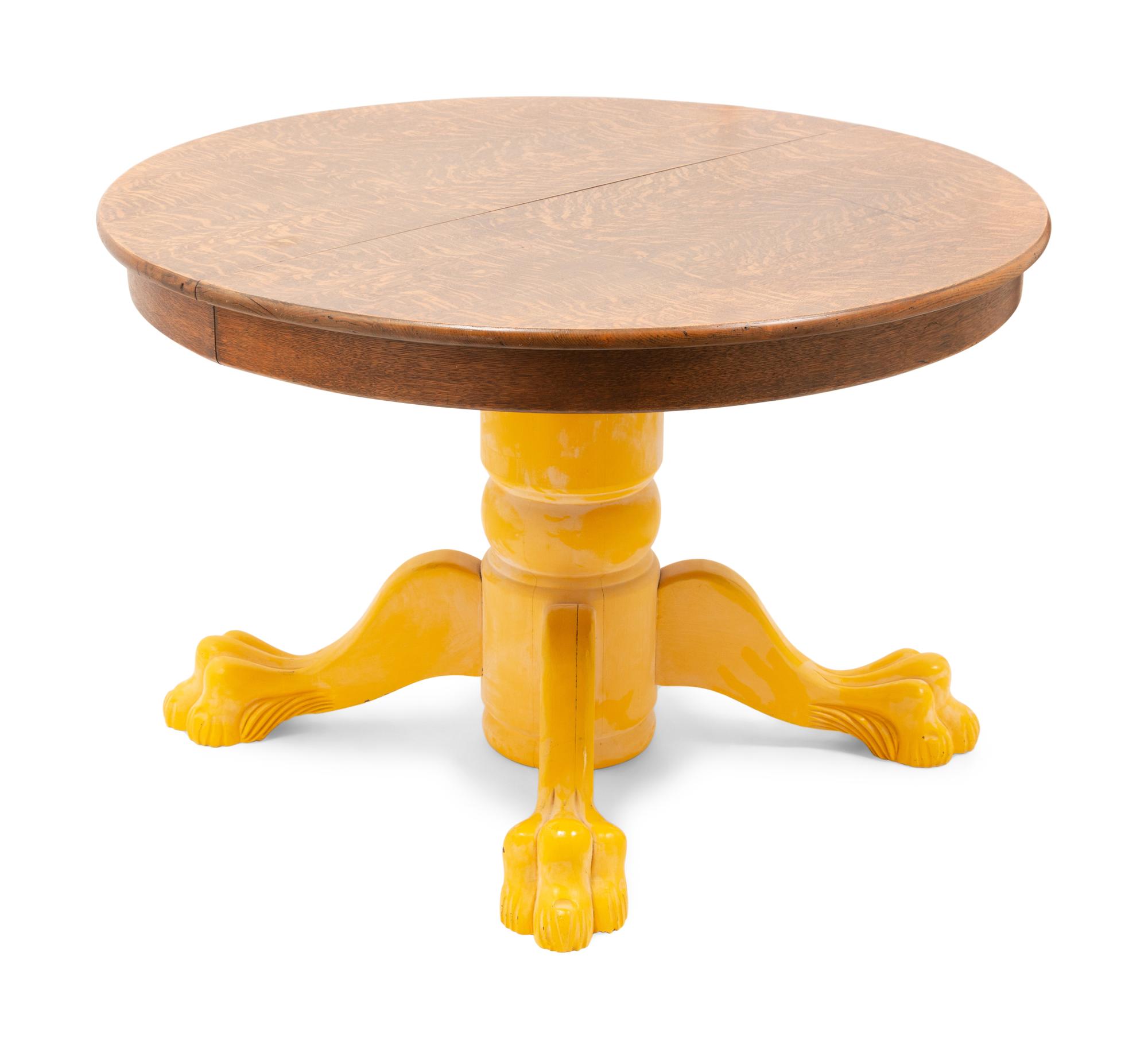 A Stickley Style Yellow Painted Quarter-Sawn Oak Dining Table