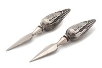 A Collection of Twenty Four Silver Corn Holders Length 3 inches.