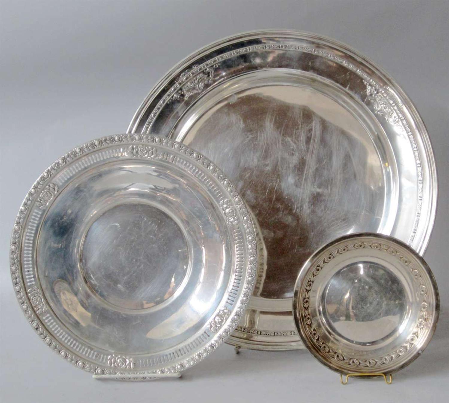 Large sterling silver tray towle silversmiths, newburyport, ma, 20th century